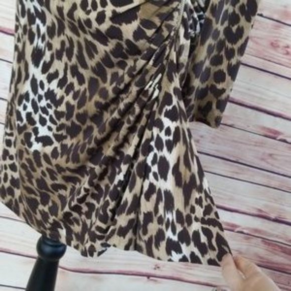 Michael Kors by MK animal print side zipper gathered dr - Picture 3 of 5